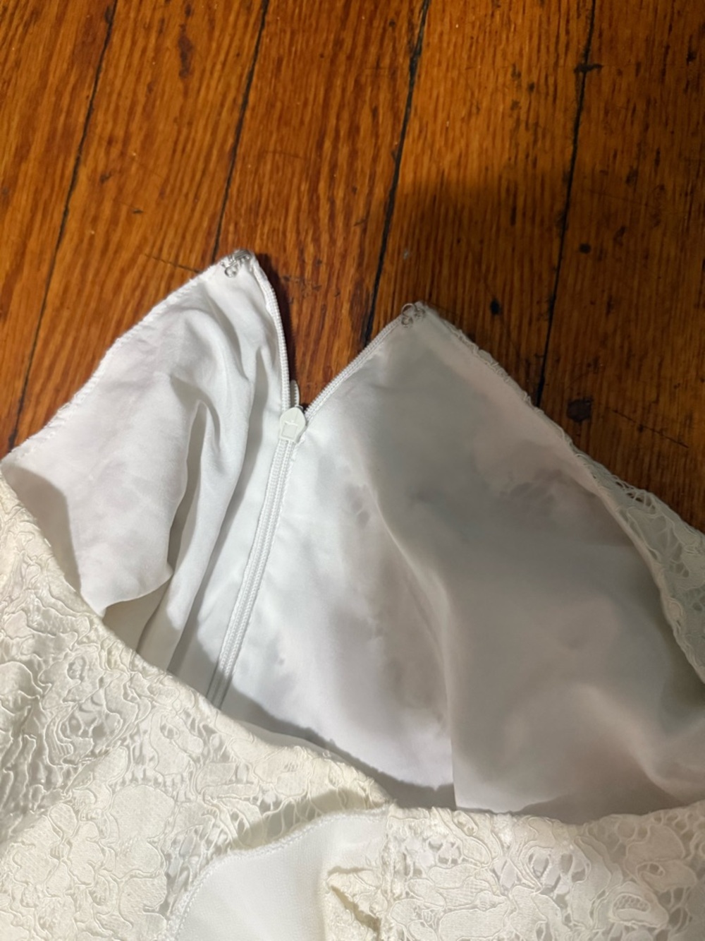 White Lace Mini Dress with Ruffle Detail - Picture 3 of 3